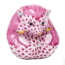 Herend Baby Hedgehog Figurine Raspberry Fishnet