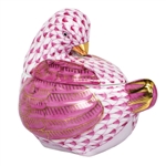 Herend Figurine Chicken Covered Box Raspberry Fishnet