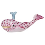 Herend Baby Whale with Spout Raspberry Fishnet