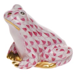 Herend Miniature Frog Raspberry Fishnet