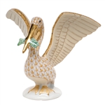 Herend Pelican with Fish Figurine Multicolor Fishnet