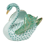 Herend Swan Figurine Green Fishnet