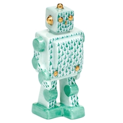 Herend Toy Robot Figurine Green Fishnet