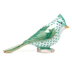 Herend Tufted Titmouse Bird Figurine Green Fishnet