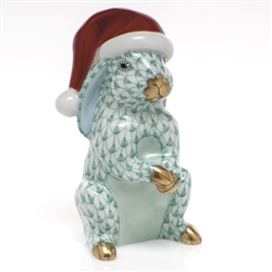 Herend Santa Bunny Figurine Green Fishnet