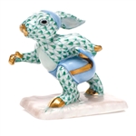 Herend Running Bunny Figurine Green Fishnet