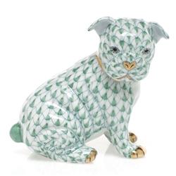 Herend Bulldog Puppy Figurine Green Fishnet
