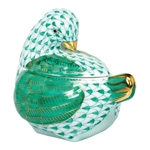 Herend Figurine Chicken Covered Box Green Fishnet