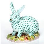 Herend Figurine Berry Bunny Rabbit Green Fishnet