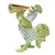 Herend Crowing Rooster Figurine Key Lime Fishnet