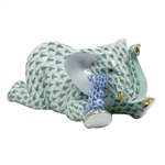 Herend Elephant and Mouse Figurine Green Fishnet