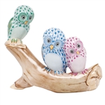 Herend Owls On Branch Figurine Multicolor Fishnet