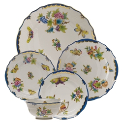Herend Queen Victoria Blue Five Piece Place Setting