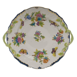 Herend Queen Victoria Blue Plate With Handles