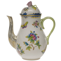 Herend Queen Victoria Blue Coffee Pot With Rose