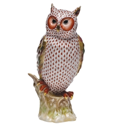 Herend Watchful Owl Multi Color Fishnet