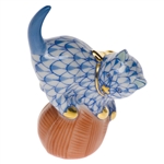 Herend Mischievous Cat Blue Fishnet
