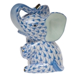 Herend Baby Elephant Sitting Blue Fishnet