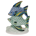 Herend Pair of Fish Multicolor Fishnet