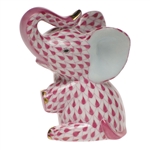 Herend Baby Elephant Sitting Raspberry Fishnet