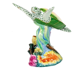 Herend Figurine Sea Turtle with Coral Reserve Collection