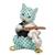 Herend Cat with Fiddle Green Fishnet