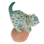 Herend Mischievous Cat Green Fishnet