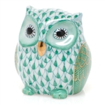 Herend Owlet Figurine Green Fishnet