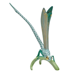 Herend Dragonfly on Grass Green Fishnet