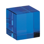Moser Crystal Aquamarine Square Cube Paperweight