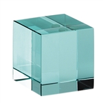 Moser Crystal Beryl Square Cube Paperweight