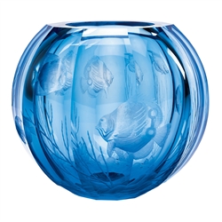 Moser Crystal Globe Vase Aquamarine